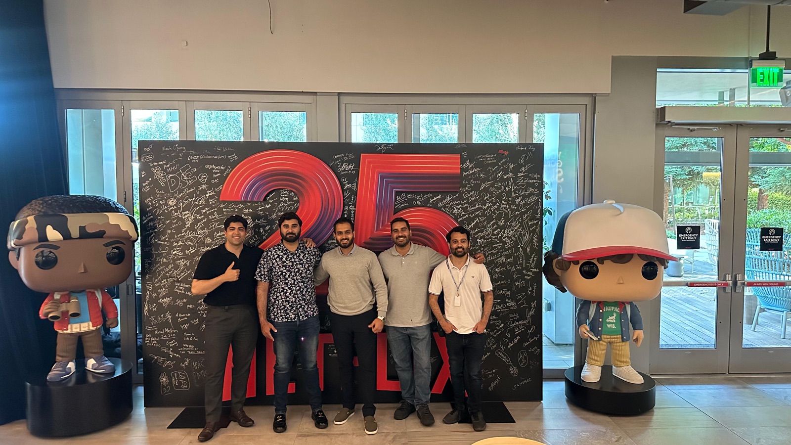 NICL founders at the Netflix 25 wall, Silicon Valley
